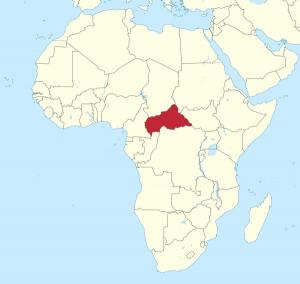 Kartta näyttää missä Keski-Afrikan tasavalta sijaitsee. Kuva: Wikimedia Commons